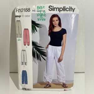Simplicity Easy To Sew Women's Pants Pattern #R10188 Sizes 6-14